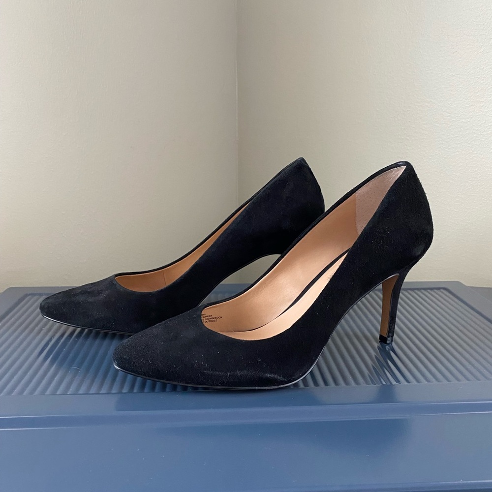 INC Black Faux Suede Heels